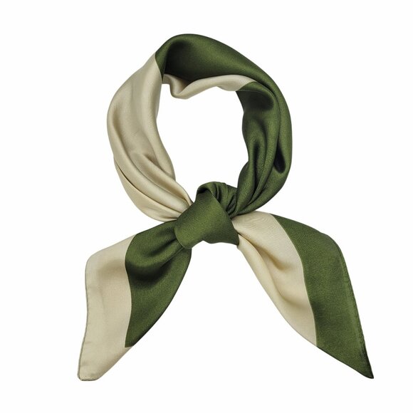 ✨Silky Satin Scarf Bandana Soft Luxury neck wrap luxurious Accessory Green Beige - Picture 2 of 7